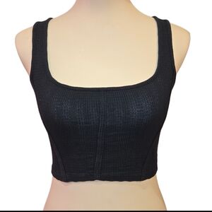 American Eagle Corset Stretch Cropped Tank Top Black Size Small